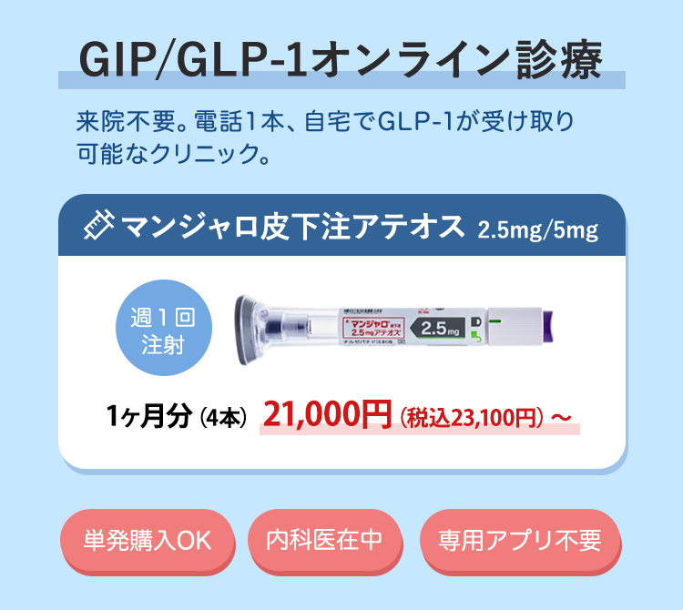 GIP/GLP-1ダイエット - GIP/GLP-1注射・内服薬取り扱いクリニック